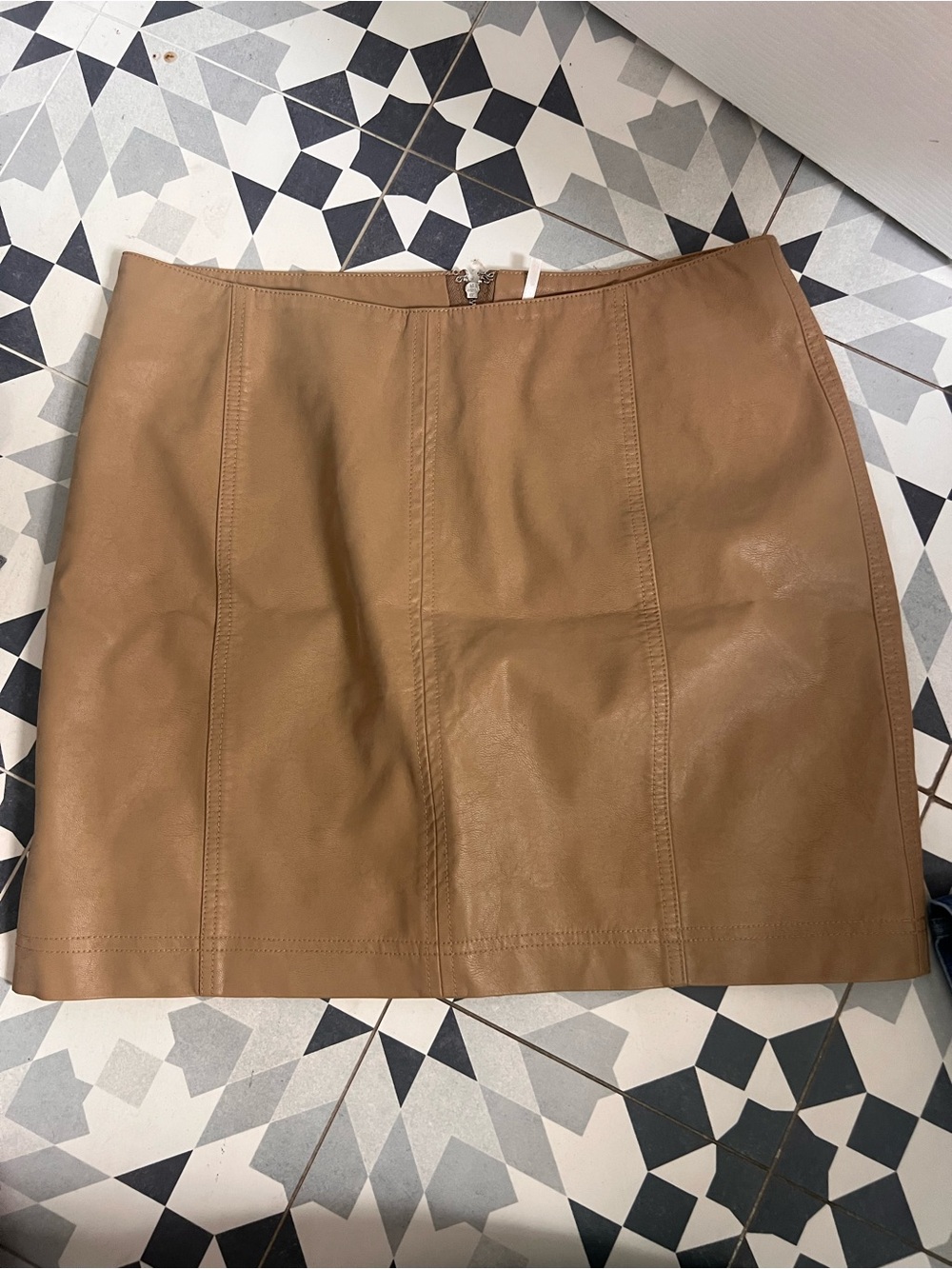 Free People Faux Leather Mini Skirt in Camel Brown